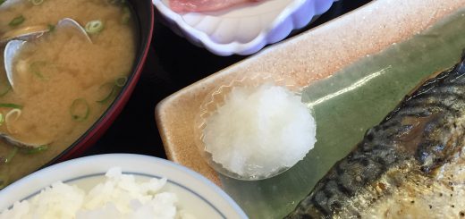 焼きサバ・刺身・味噌汁・ごはん